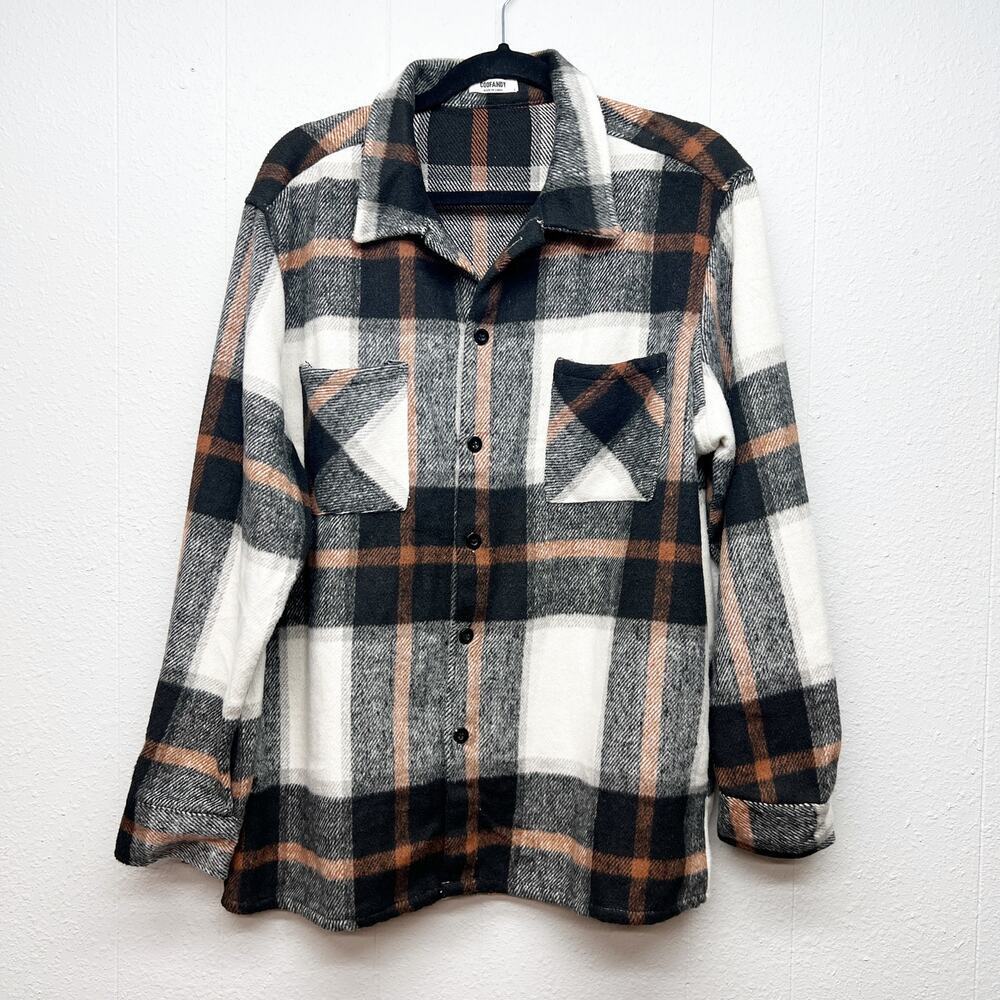 Coofandy Plaid Flannel Shirt/Shacket Mens Large Farm Country Lumberjack Cabin